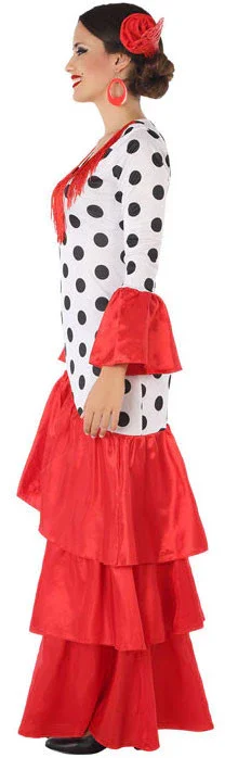 Disfraz de Flamenca Blanco con Volantes Rojos para Mujer - Imagen 3