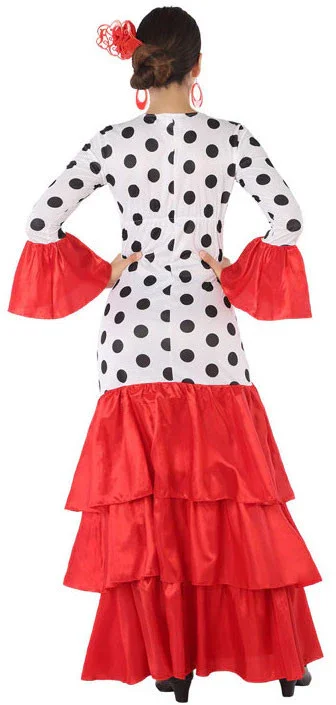 Disfraz de Flamenca Blanco con Volantes Rojos para Mujer - Imagen 2