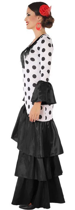 Disfraz de Flamenca Blanco con Volantes Negros para Mujer - Imagen 3