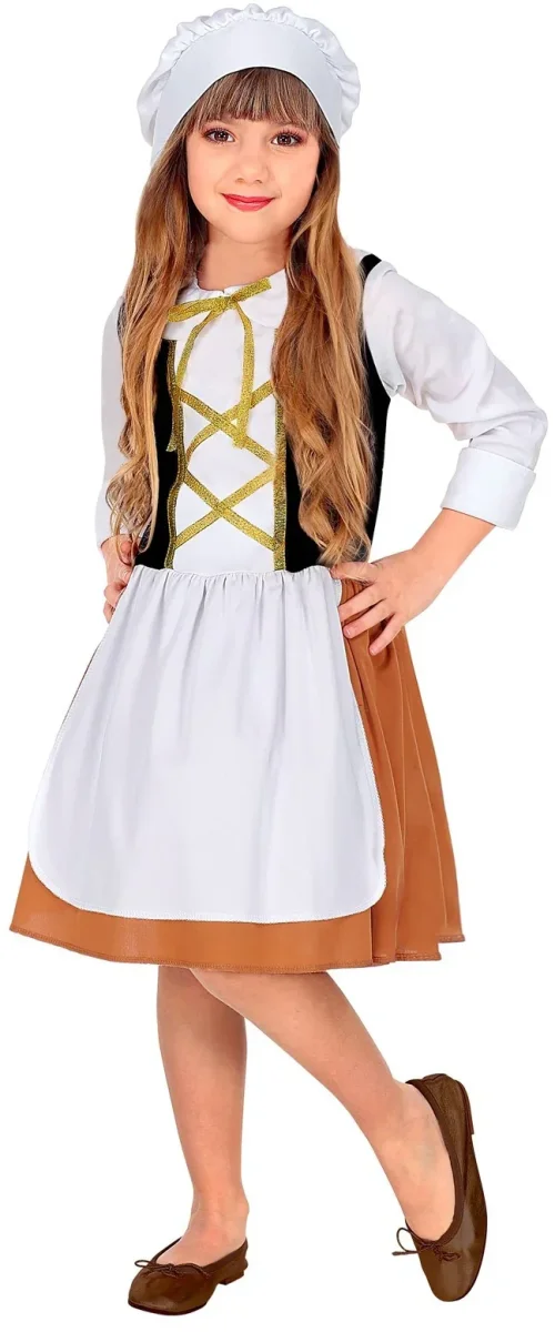 Disfraz de Campesina Medieval con Gorro para Niña - Imagen 2