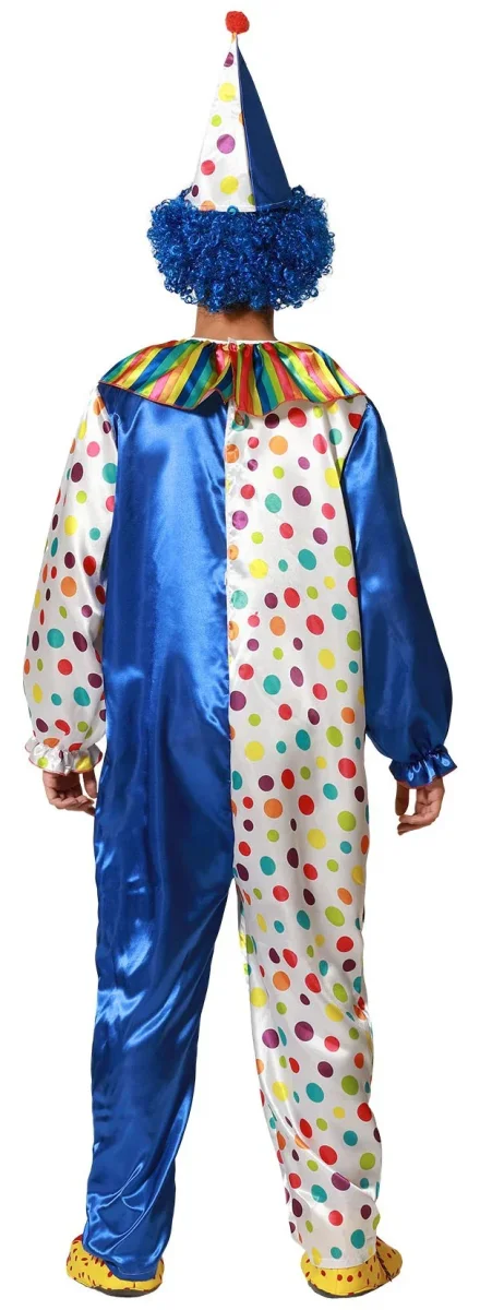 Disfraz de Payaso Azul y Blanco con Lunares para Adulto - Imagen 3