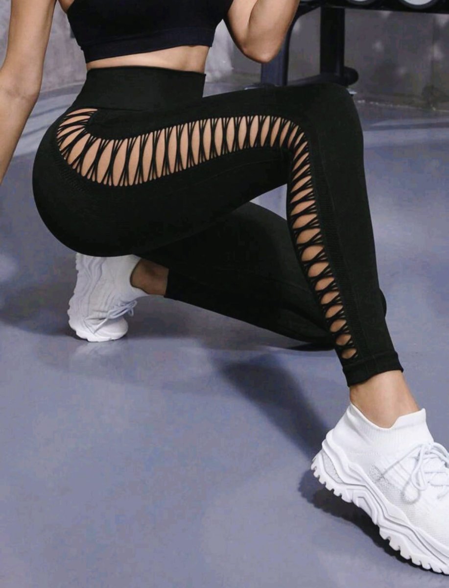 Lycra Leggings Deportivo Push Abertura Lateral – Negro Ref 1405 - Imagen 6