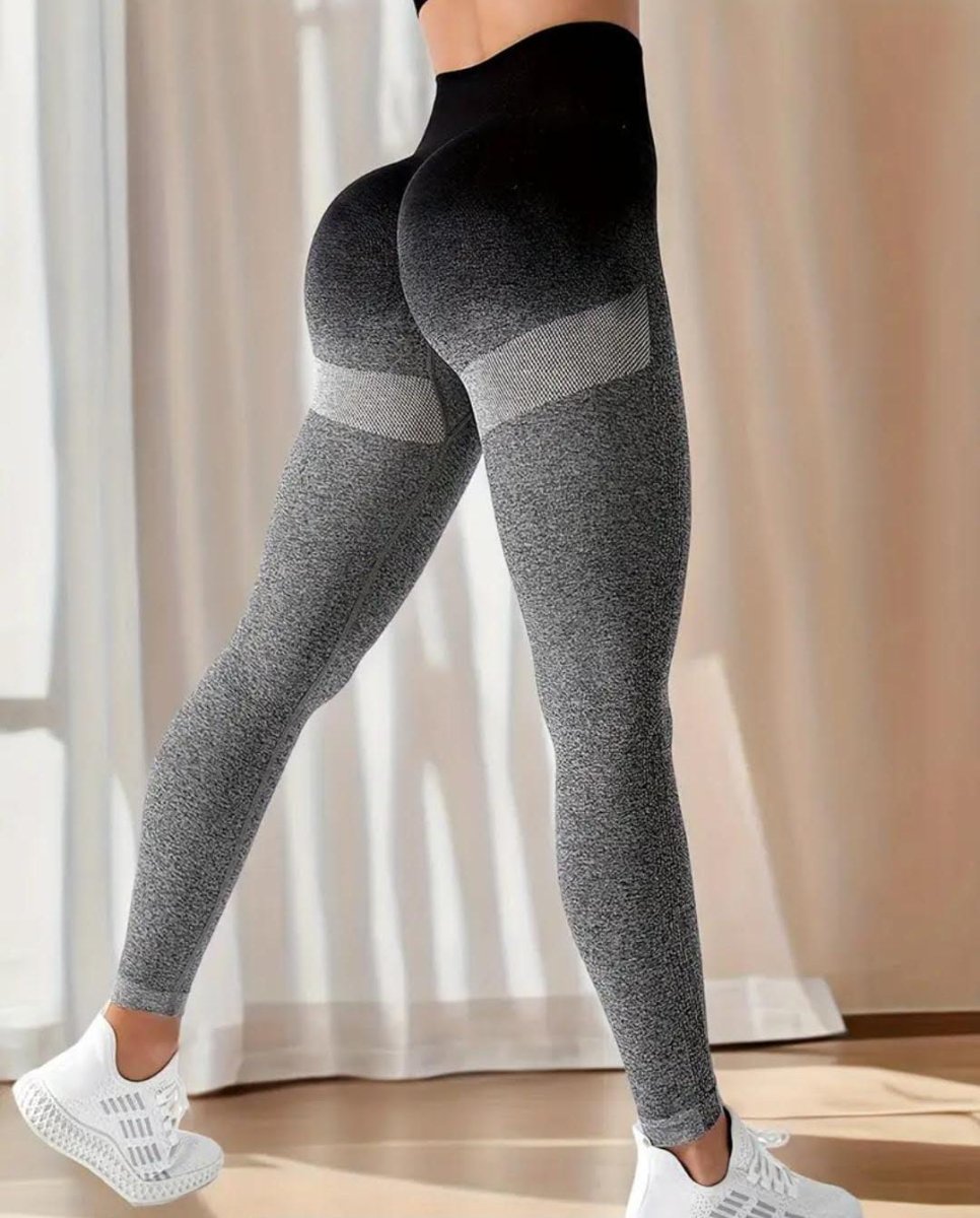 Lycra Leggings Deportivo Push Up – Negro Gris Ref. 1030 - Imagen 2
