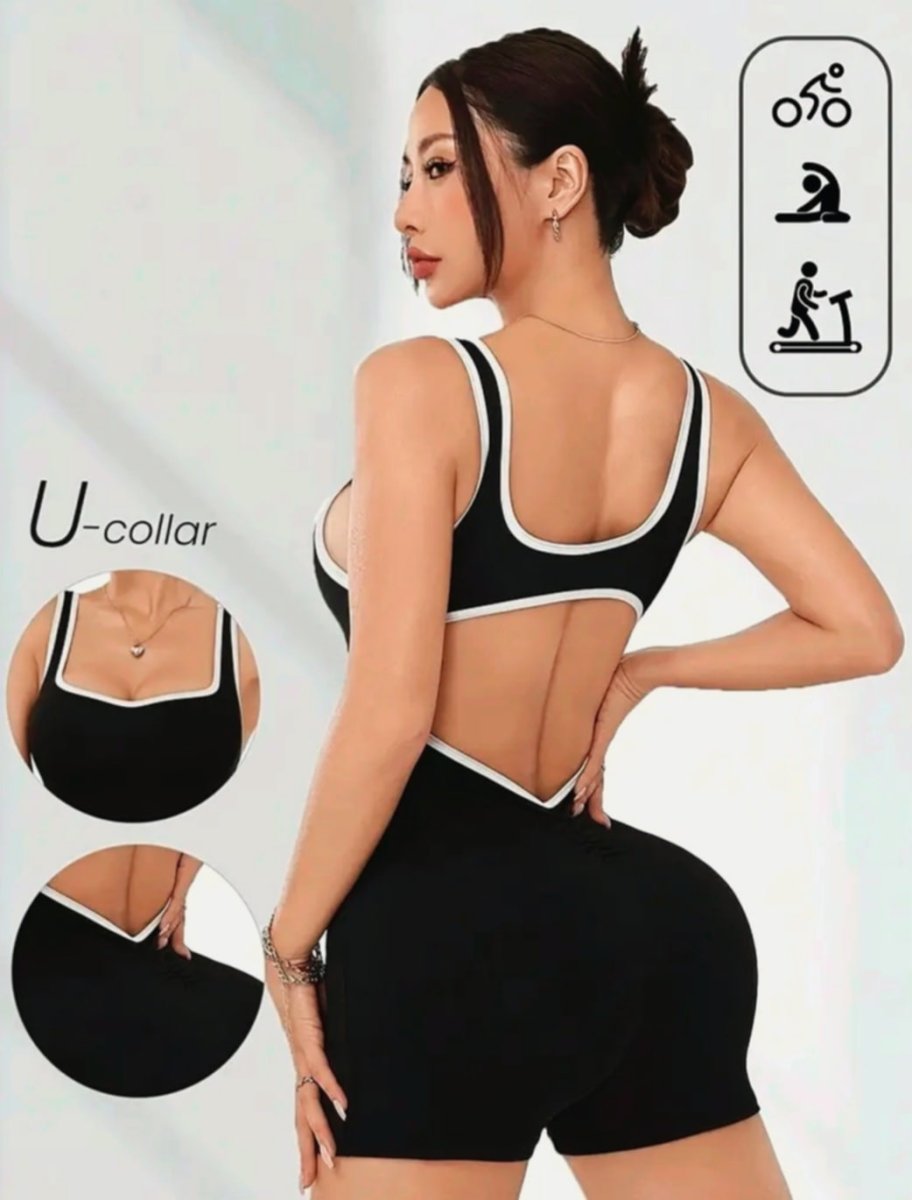 Enterizo Deportivo Push Up Tiro En V – Negro Ref. 5290 - Imagen 4