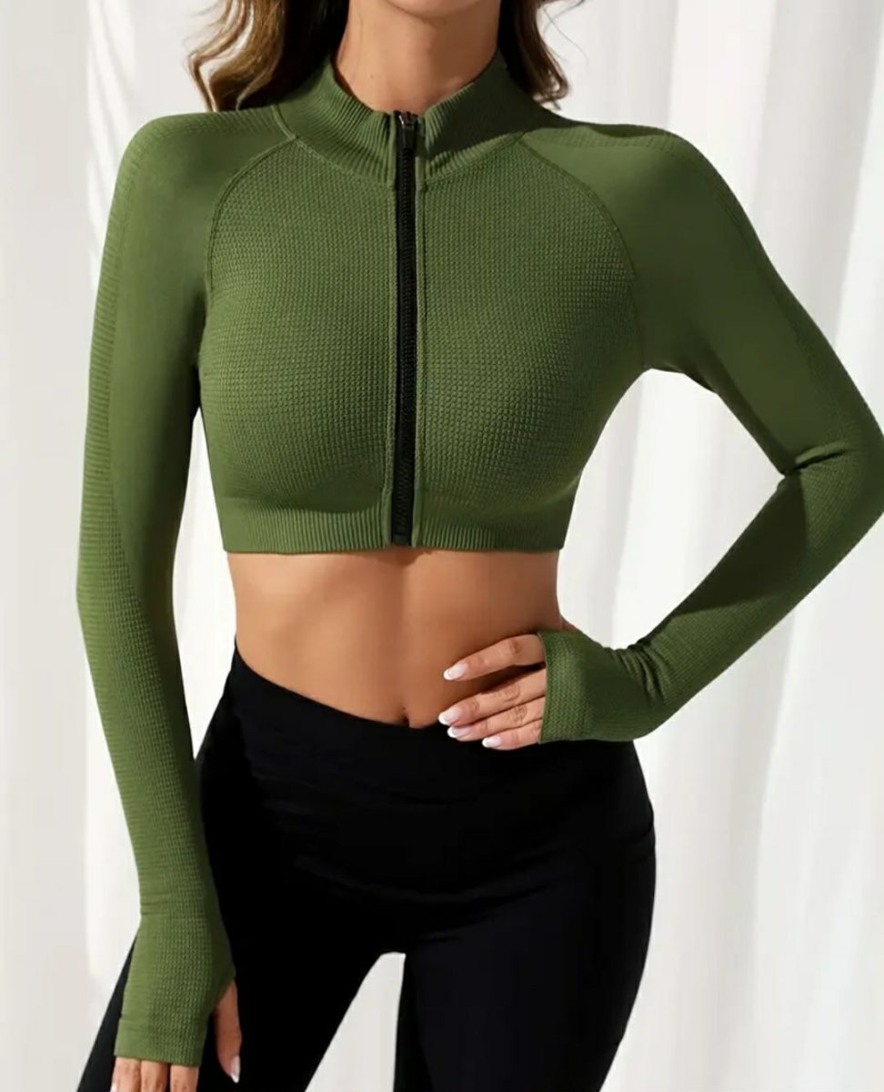 Saco Buzo Deportivo Corto Con Cremallera – Verde Oliva Ref. 6150 - Imagen 4