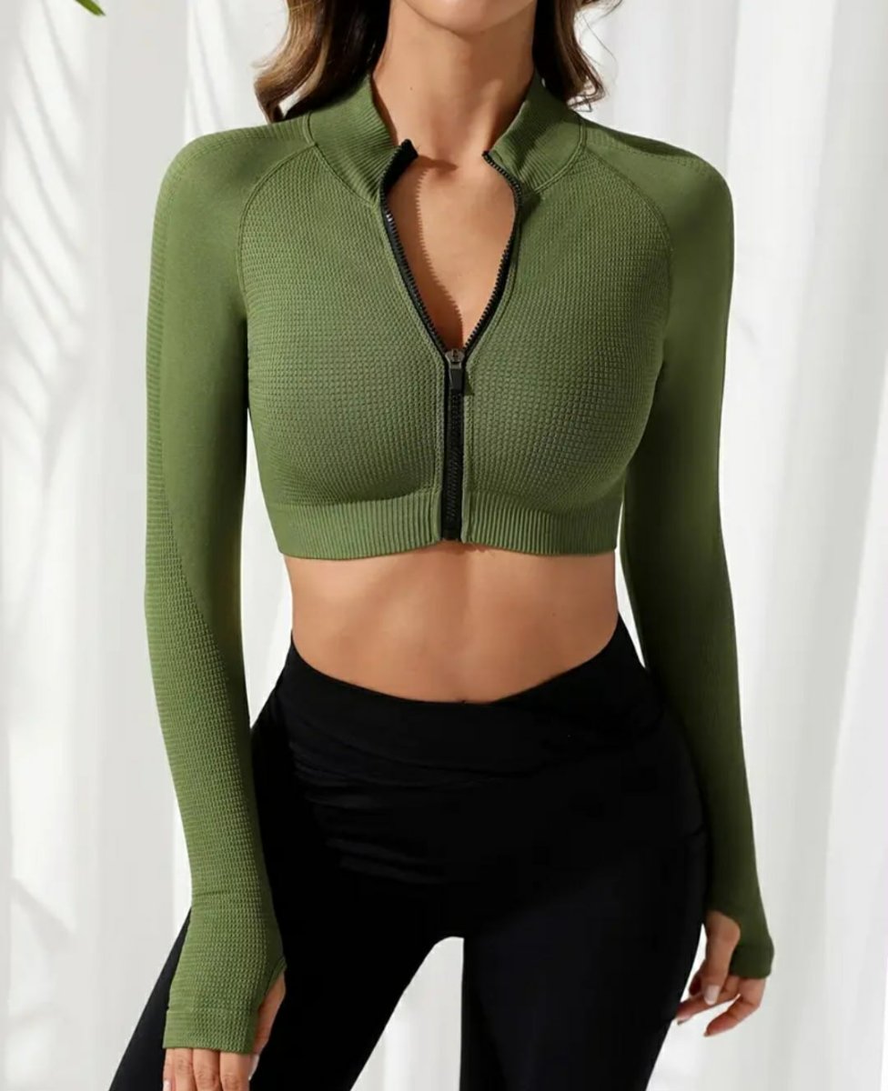 Saco Buzo Deportivo Corto Con Cremallera – Verde Oliva Ref. 6150 - Imagen 6